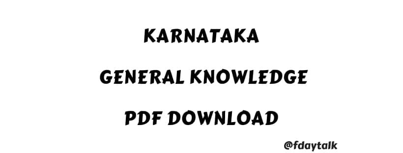 Karnataka General Knowledge