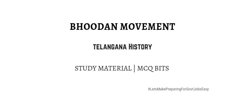 Bhoodan Movement In Telangana | MCQ Questions | Study Point