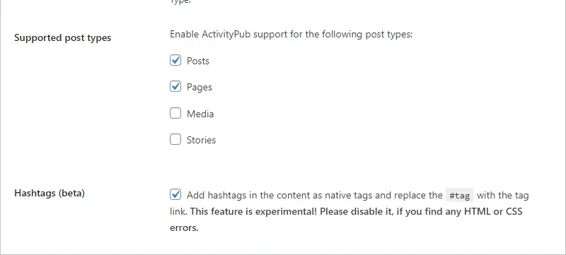 ActivityPub 1.0.0 Update Released, Hastags beta version