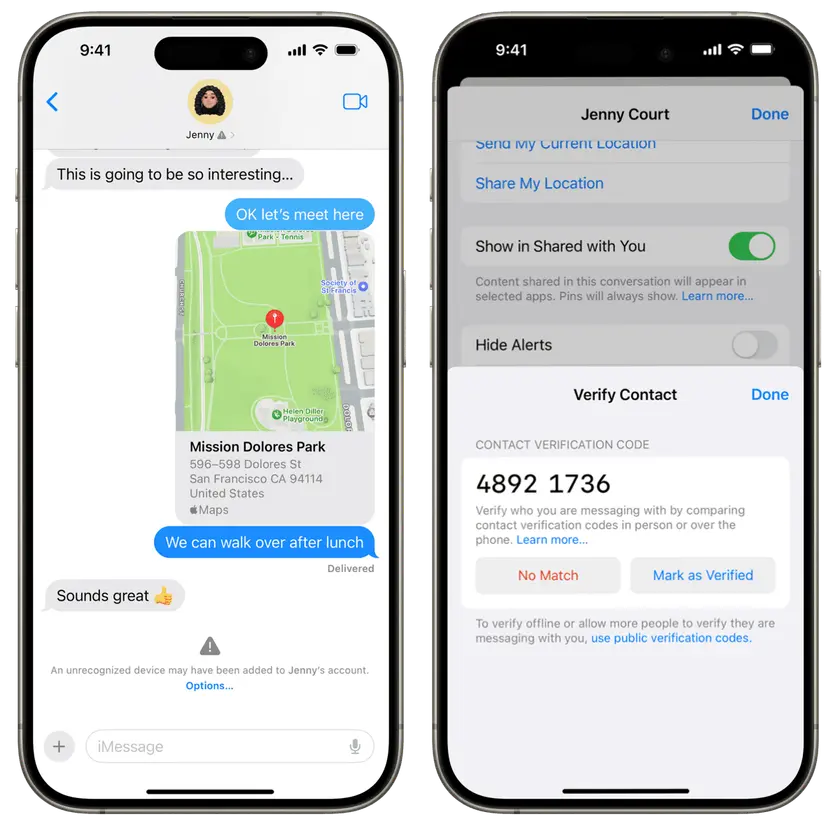 iMessage Contact Verification