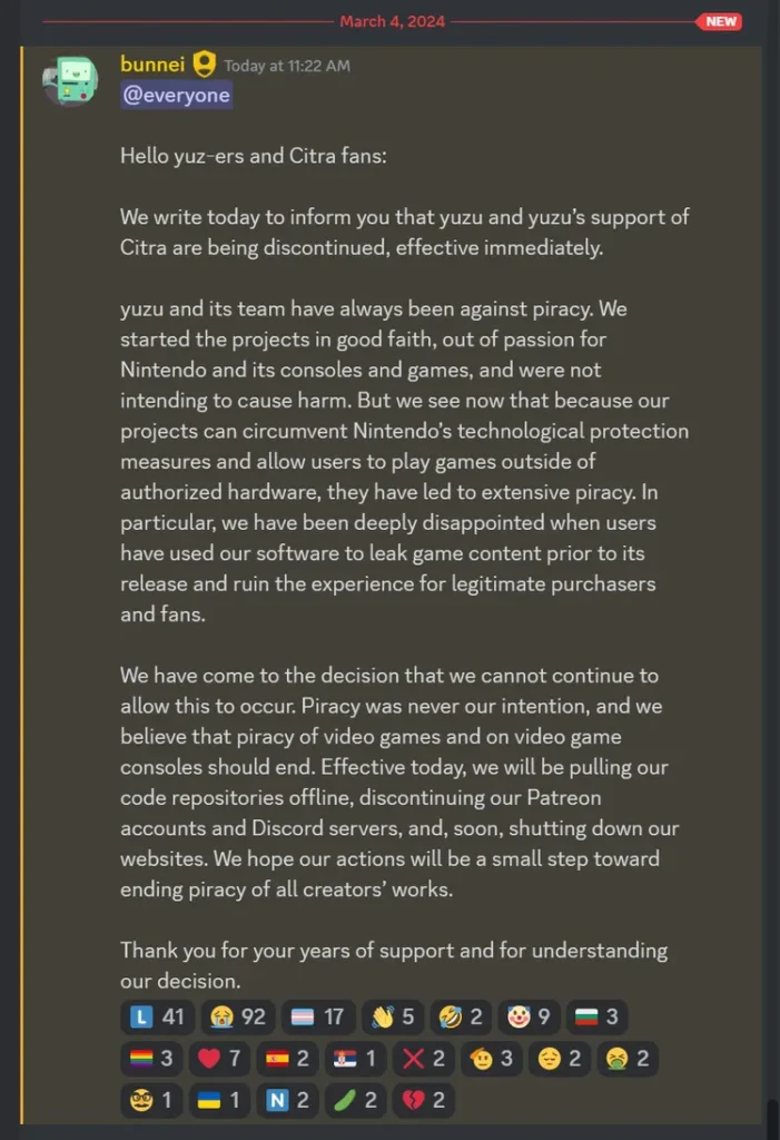 Nintendo Wins Lawsuit Against Yuzu Emulator Developers, Shuts Down Yuzu and Citra