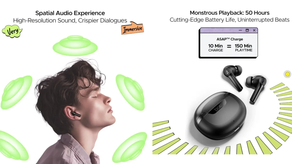 boAt’s New Airdopes 300: Spatial Audio and 50Hrs Playtime