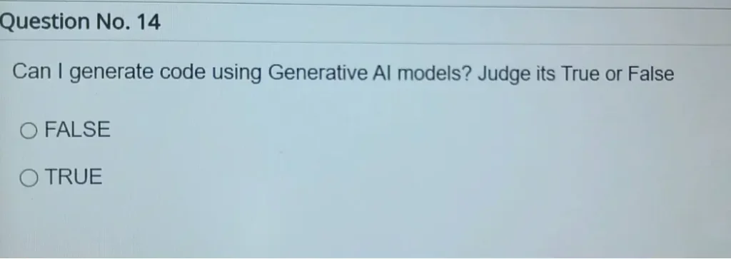 Can I generate code using Generative Al models? Judge its True or False