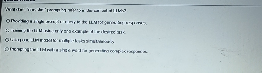 What does "one-shot" prompting refer to in the context of LLMs?