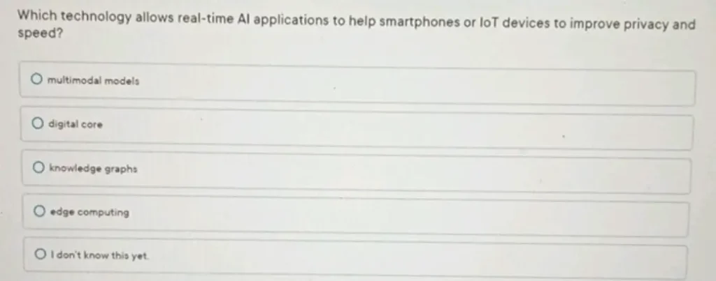 Which technology allows real-time Al applications to help smartphones or IoT devices to improve privacy and speed?