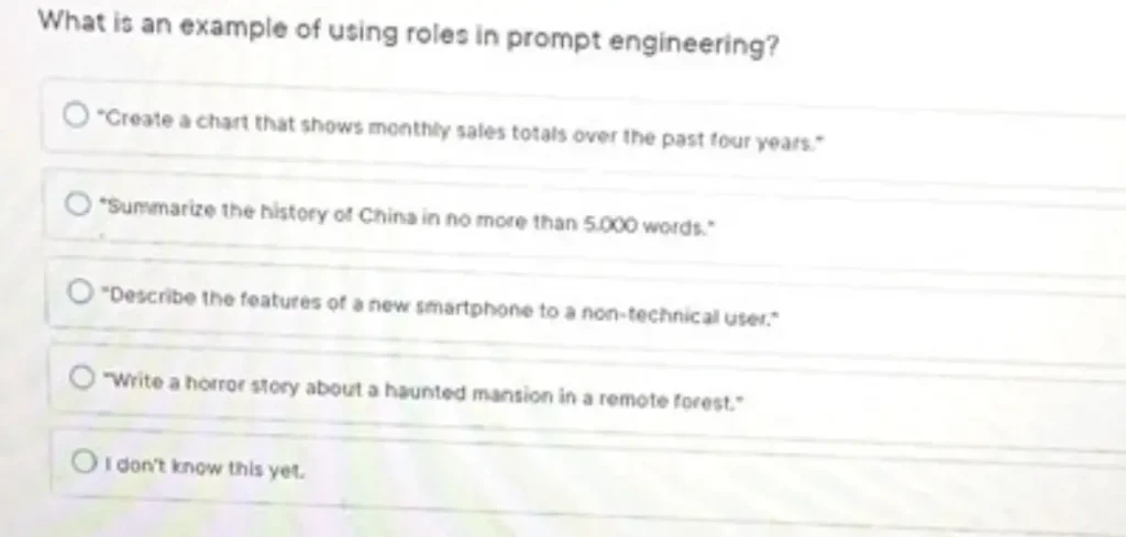 What is an example of using roles in prompt engineering?