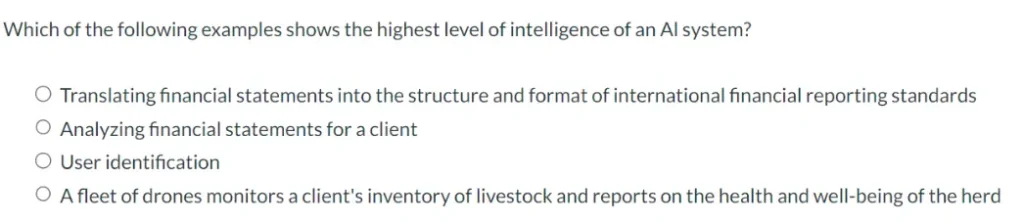 Which of the following examples shows the highest level of intelligence of an Al system?
