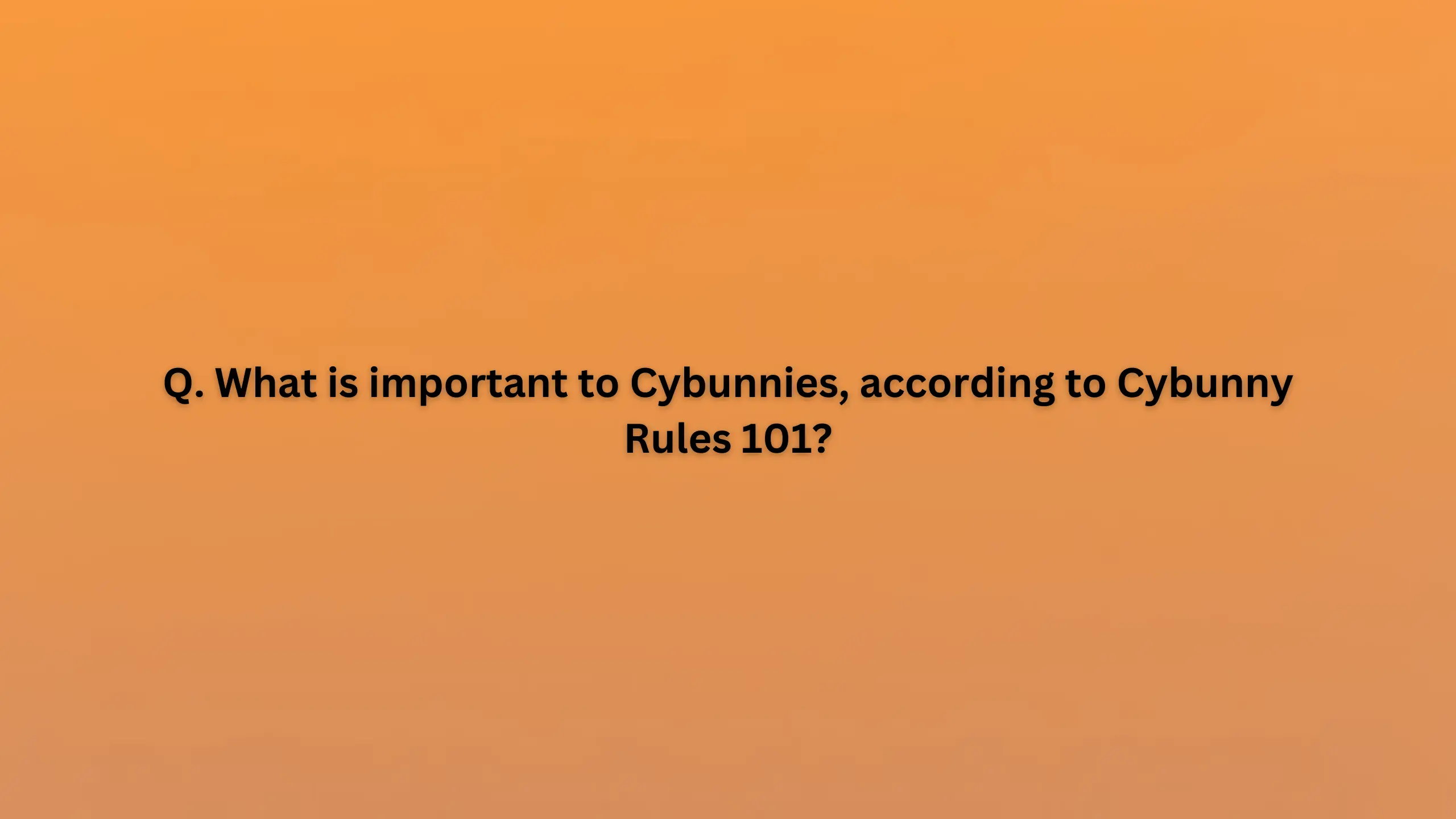 What is important to Cybunnies, according to Cybunny Rules 101?
