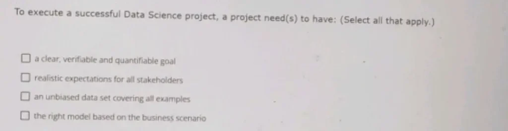 To execute a successful Data Science project, a project need(s) to have