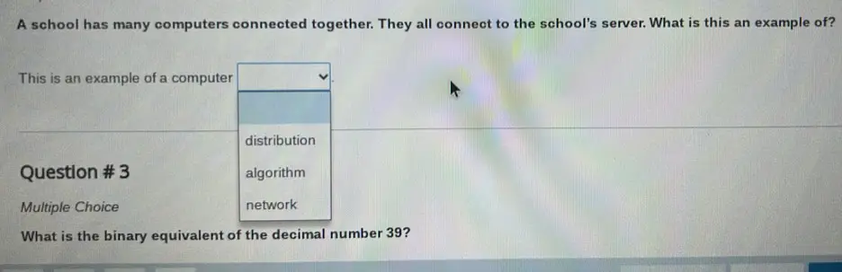 A school has many computers connected together. They all connect to the school's server. What is this an example of?