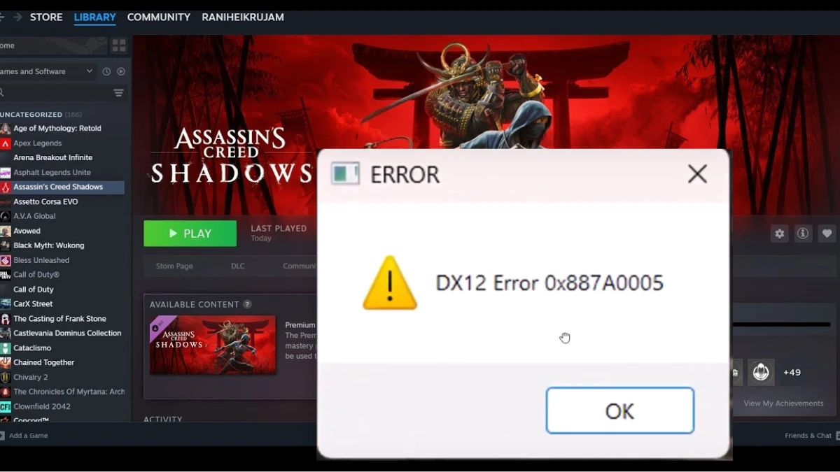 How to Fix Assassins Creed Shadows DX12 Error (0x80070057 / 0x887a0006) – RX580 and GPU Compatibility Issues