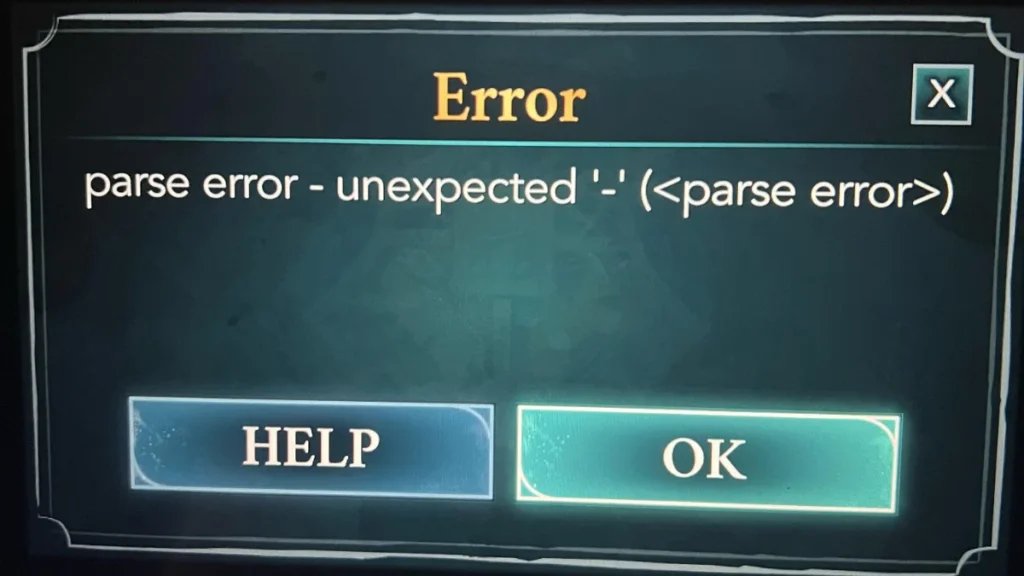 Harry Potter Hogwarts Mystery Parse Error - How to Fix Unexpected ‘-’ Crash Loop