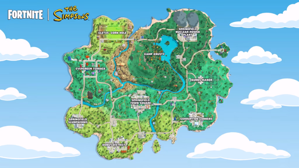 Fortnite Simpsons Season Map Changes and All New POIs Explained