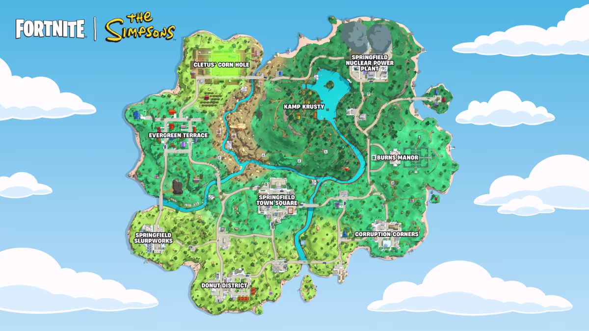 Fortnite Simpsons Season Map Changes and All New POIs Explained
