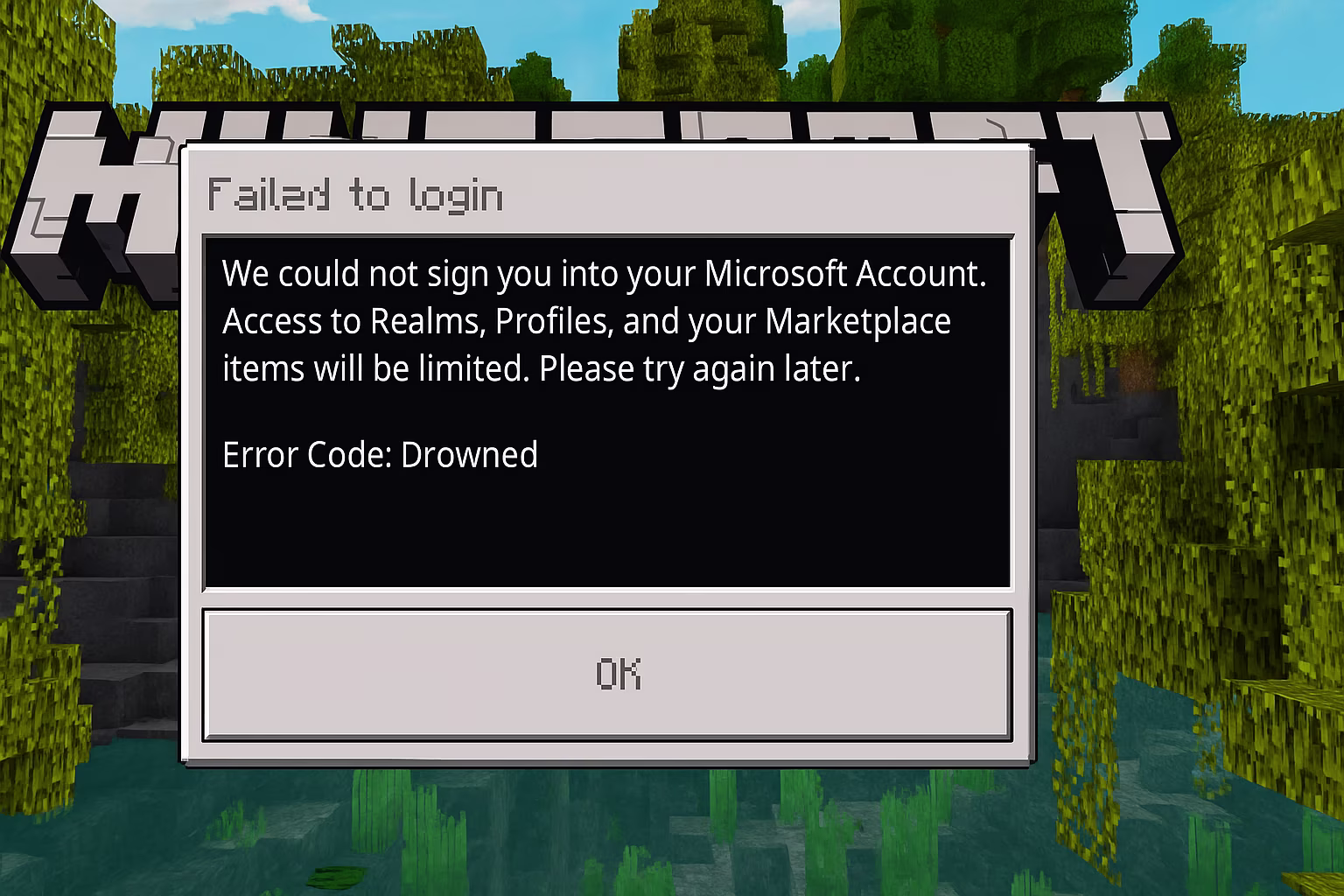 Minecraft Drowned Error Code Fix After Update 1.21.120