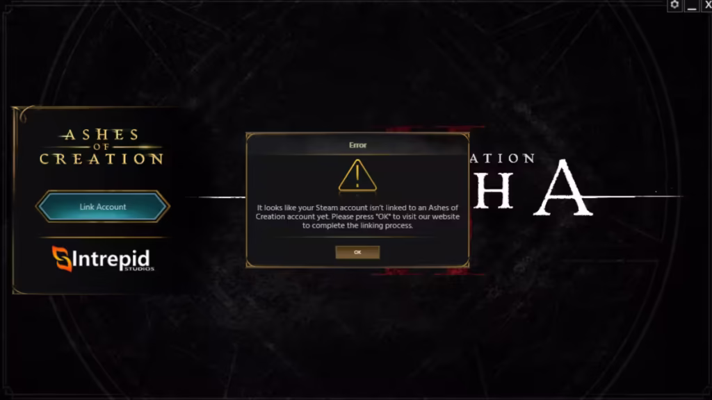 how to link ashes of creation intrepid account with steam