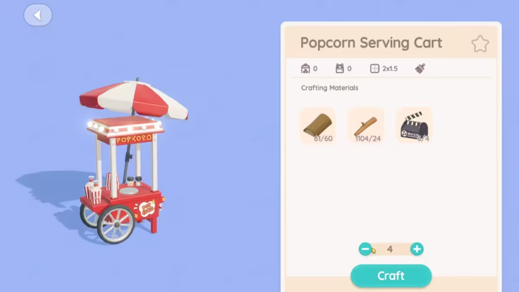 Heartopia Popcorn Serving Cart Guide (Unlock & Recipes)
