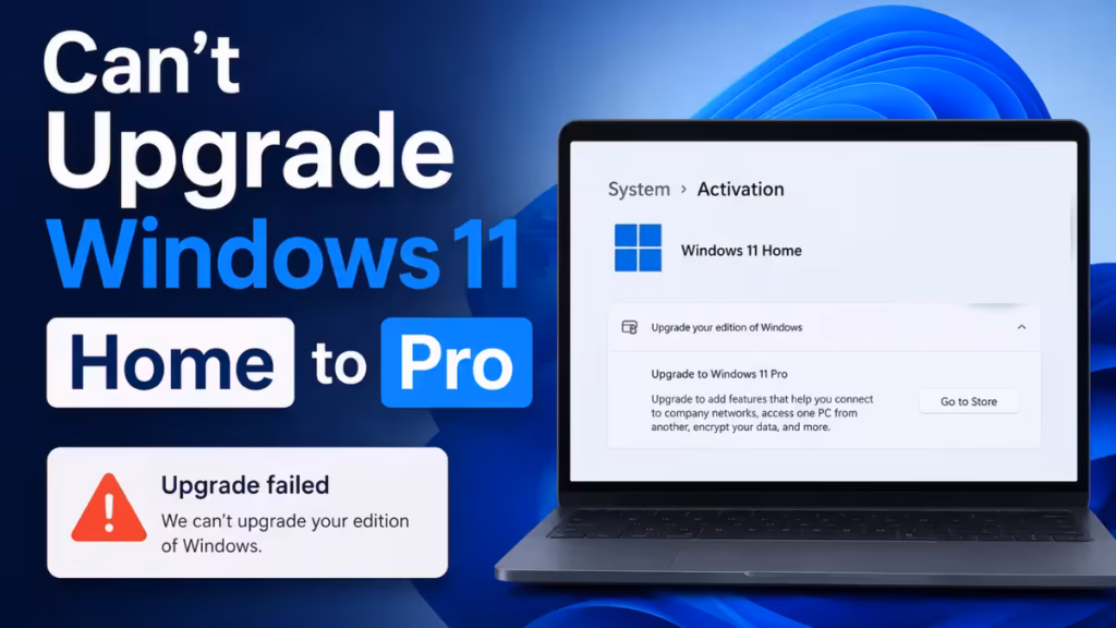 Can't Upgrade Windows 11 Home to Pro